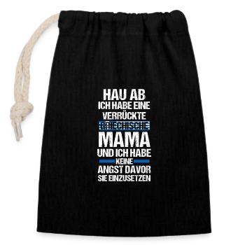 Greek mom mom Greece - Closable cotton gift bag (14x20cm) - black - Front