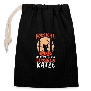 Cat Witch Halloween Costume Halloween - Closable cotton gift bag (14x20cm) - black - Front