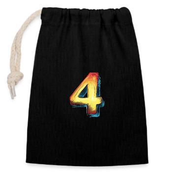 4 Number Comic - Closable cotton gift bag (14x20cm) - black - Front