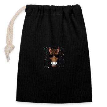 Monter à cheval - Sac cadeau en coton avec cordon (14 x 20 cm) - noir - Devant