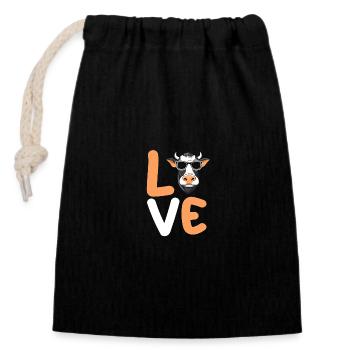 Vache Highland Bovins Vaches - Sac cadeau en coton avec cordon (14 x 20 cm) - noir - Devant