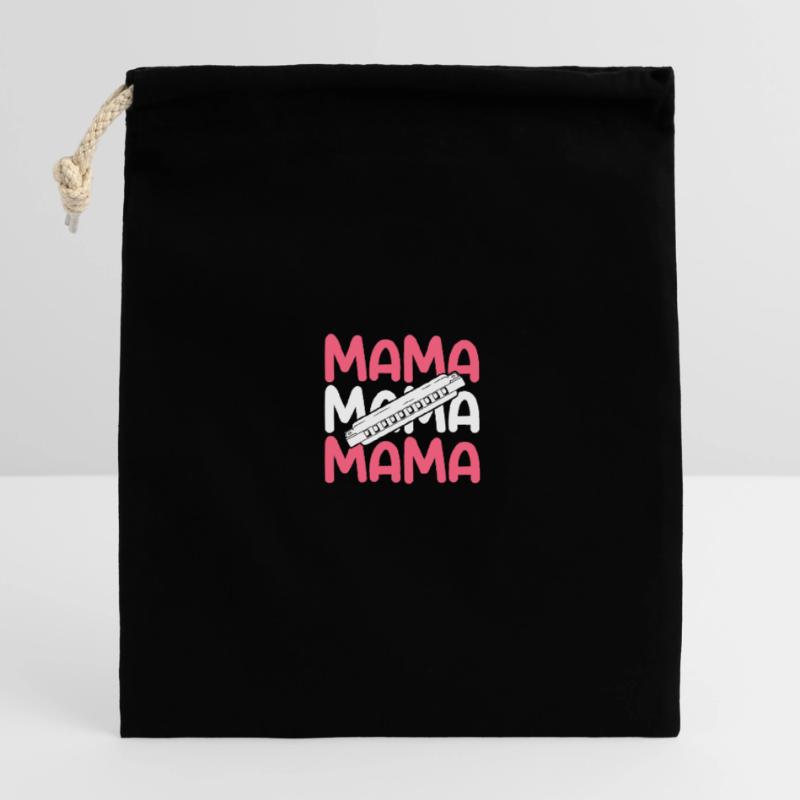 Harmonica Mom Mother Harmonica Closable cotton gift bag (14x20cm)