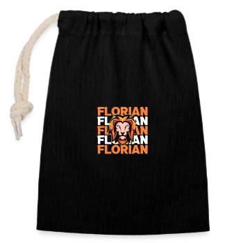 Leo Florian - Closable cotton gift bag (14x20cm) - black - Front