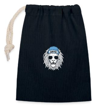 Leo David - Sac cadeau en coton avec cordon (14 x 20 cm) - bleu marine - Devant