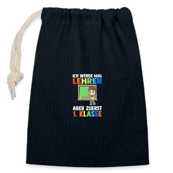 Enseignant Première Primaire Inscription Écolier - Sac cadeau en coton avec cordon (14 x 20 cm) - bleu marine - Devant