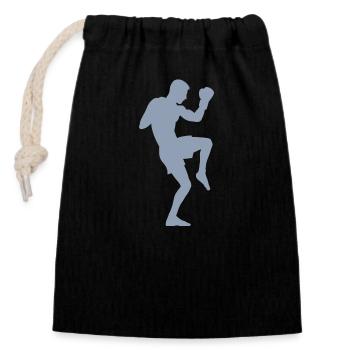 Boxer-Silhouette, Kraftvolles Kampfsport-Design - Verschließbarer Geschenkbeutel aus Baumwolle (14x20cm) - Schwarz - Vorne