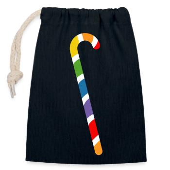 arc-en-ciel canne à sucre lgbtqi queer - Sac cadeau en coton avec cordon (14 x 20 cm) - bleu marine - Devant