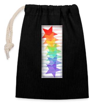Regenbogen Sterne Stolz - Verschließbarer Geschenkbeutel aus Baumwolle (14x20cm) - Schwarz - Vorne