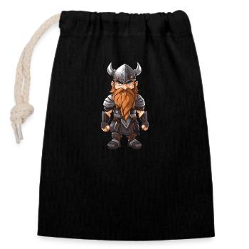Viking Valhalla Warrior Odin - Closable cotton gift bag (14x20cm) - black - Front