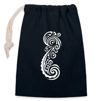 Conception de tatouage maori dynamique en blanc - Sac cadeau en coton avec cordon (14 x 20 cm) - bleu marine - Devant