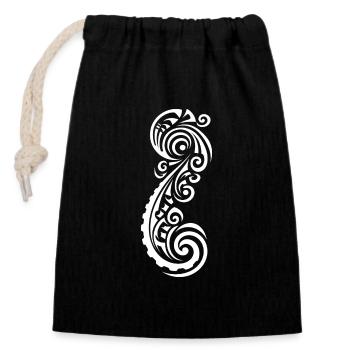Conception de tatouage maori dynamique en blanc - Sac cadeau en coton avec cordon (14 x 20 cm) - noir - Devant