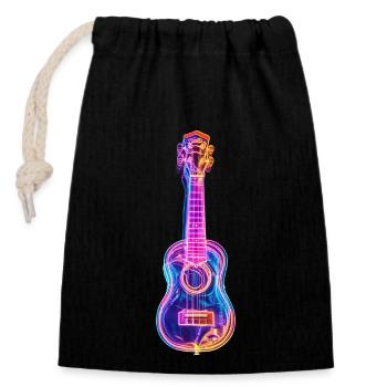 Ukulele - Verschließbarer Geschenkbeutel aus Baumwolle (14x20cm) - Schwarz - Vorne