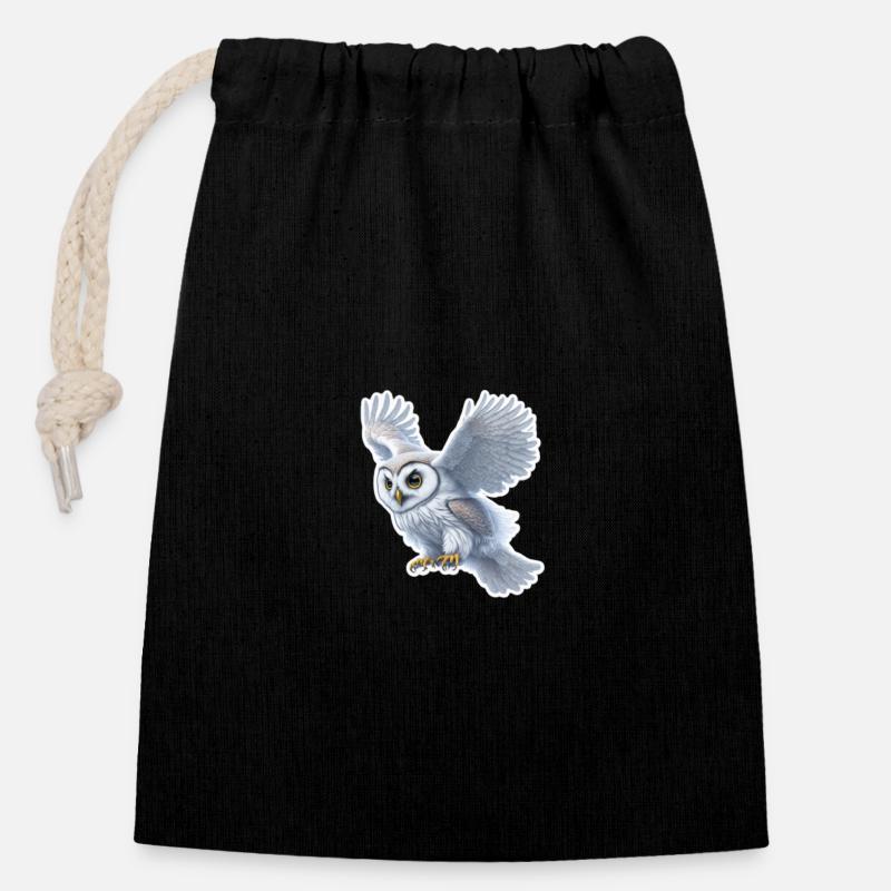 Autocollant de la chouette céleste - Sac cadeau en coton avec cordon (14 x 20 cm) - noir