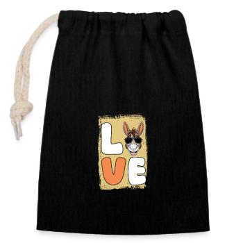 Donkey - Closable cotton gift bag (14x20cm) - black - Front