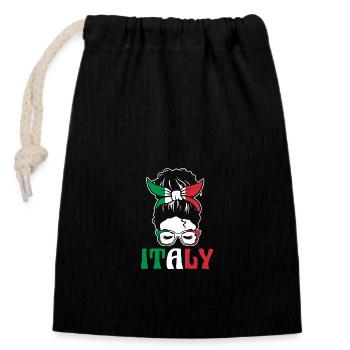 Italie Italien Italien Italie - Sac cadeau en coton avec cordon (14 x 20 cm) - noir - Devant