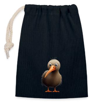Mignon oiseau kiwi - Sac cadeau en coton avec cordon (14 x 20 cm) - bleu marine - Devant
