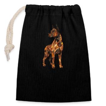 Polygone Doberman - Sac cadeau en coton avec cordon (14 x 20 cm) - noir - Devant