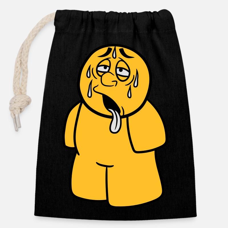 figur mann comic cartoon erschoepft sonne regen tr - Verschließbarer Geschenkbeutel aus Baumwolle (14x20cm) - Schwarz