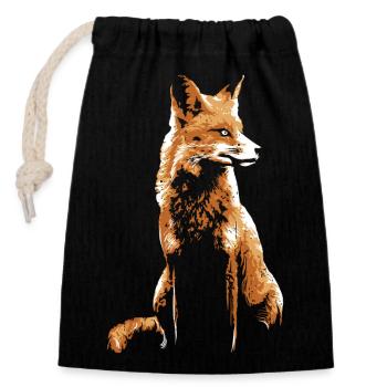 Fox - Closable cotton gift bag (14x20cm) - black - Front