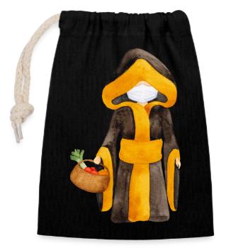Münchner Kindl avec masque et panier - Sac cadeau en coton avec cordon (14 x 20 cm) - noir - Devant