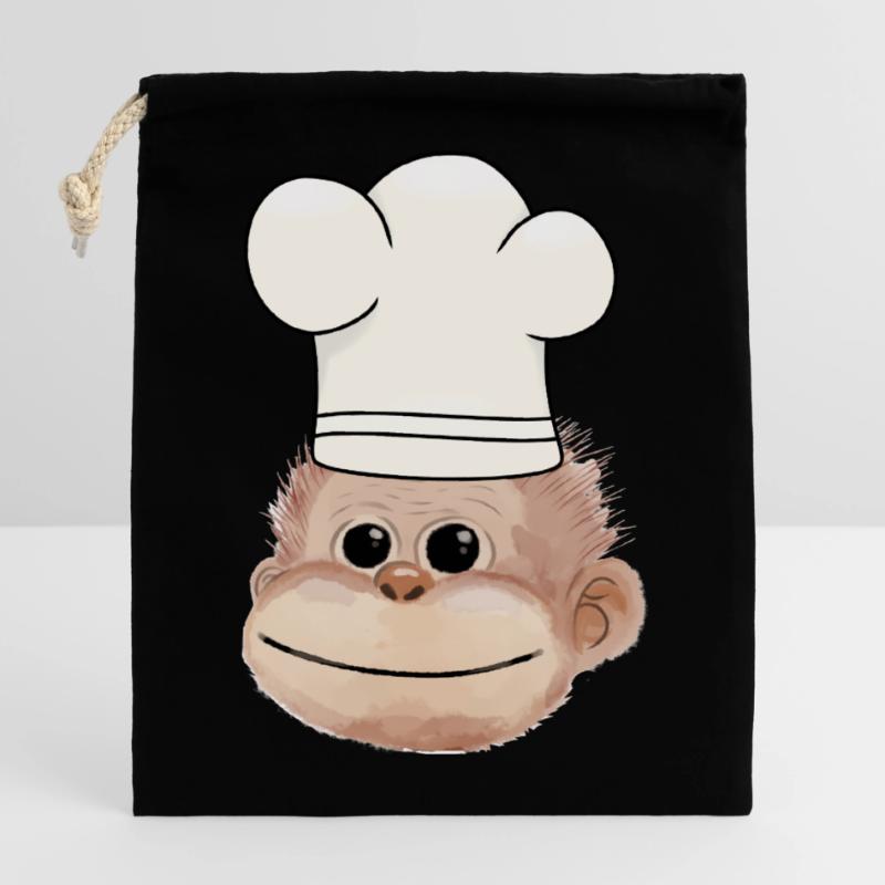 Monkey Chef Restaurant Chef Hobby Chef Closable cotton gift bag (14x20cm)