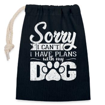Désolé, je ne peux pas avoir des plans avec mon chien drôle de chien - Sac cadeau en coton avec cordon (14 x 20 cm) - bleu marine - Devant