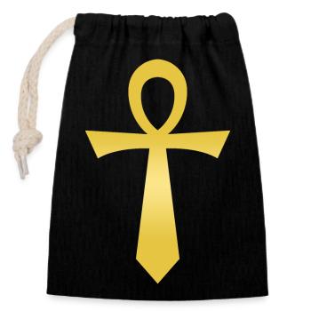 Signes Ankh - Egypte - Ankh - Sac cadeau en coton avec cordon (14 x 20 cm) - noir - Devant