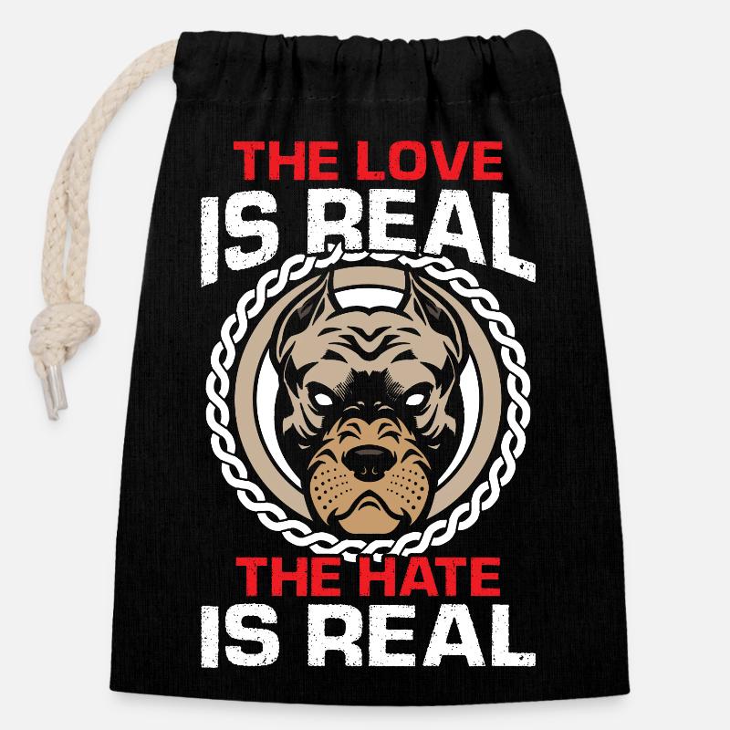 Fighting Dog Terrier Pittie - Closable cotton gift bag (14x20cm) - black