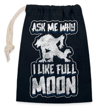 Vollmond Ungeheuer Angst - Verschließbarer Geschenkbeutel aus Baumwolle (14x20cm) - Navy - Vorne