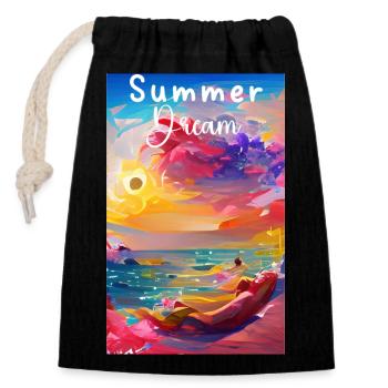 Summer Dream - Sac cadeau en coton avec cordon (14 x 20 cm) - noir - Devant