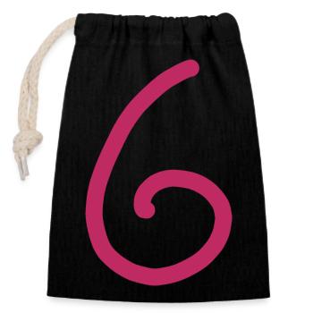 6 Numéro six Numéro Anniversaire - Sac cadeau en coton avec cordon (14 x 20 cm) - noir - Devant