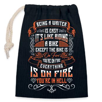 Author Writing Literature - Closable cotton gift bag (14x20cm) - navy - Front