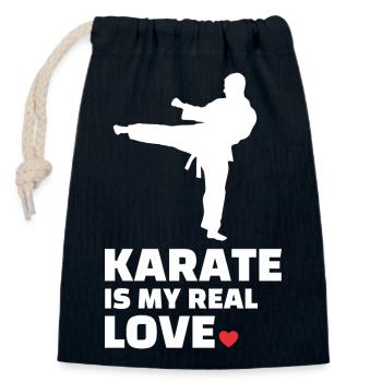 Ich Liebe Karate - Verschließbarer Geschenkbeutel aus Baumwolle (14x20cm) - Navy - Vorne