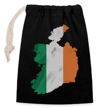 Ireland flag in the shape of the country - Closable cotton gift bag (14x20cm) - black - Front