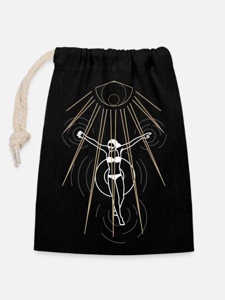 Sun religion - Closable cotton gift bag (14x20cm) - black
