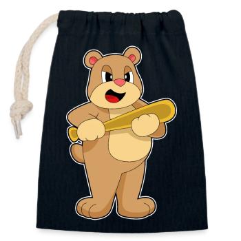 Batte de baseball Bear - Sac cadeau en coton avec cordon (14 x 20 cm) - bleu marine - Devant