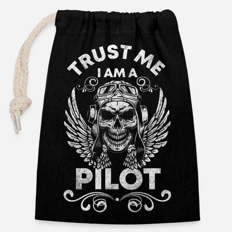 Pilote Planeur Pilote de voltige - Sac cadeau en coton avec cordon (14 x 20 cm) - noir