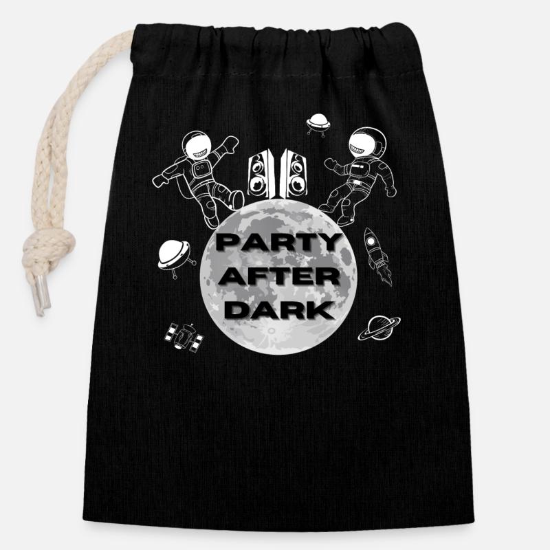 PARTY AFTER DARK - Closable cotton gift bag (14x20cm) - black
