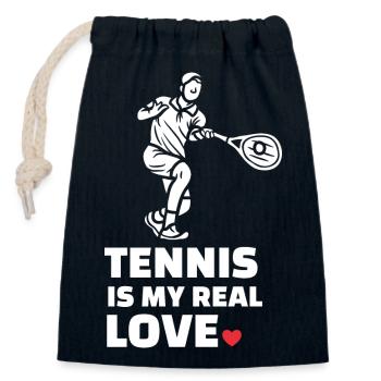 I love tennis - Closable cotton gift bag (14x20cm) - navy - Front
