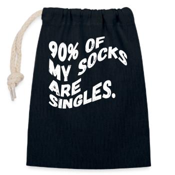 Single socks - Closable cotton gift bag (14x20cm) - navy - Front