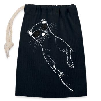 Cooles Frettchen mit Sonnenbrille Süßes Frettchen - Verschließbarer Geschenkbeutel aus Baumwolle (14x20cm) - Navy - Vorne