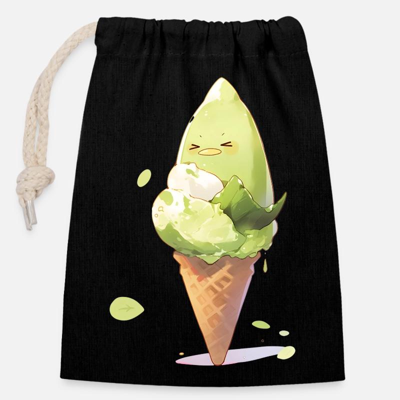 Avocadoeis - Verschließbarer Geschenkbeutel aus Baumwolle (14x20cm) - Schwarz
