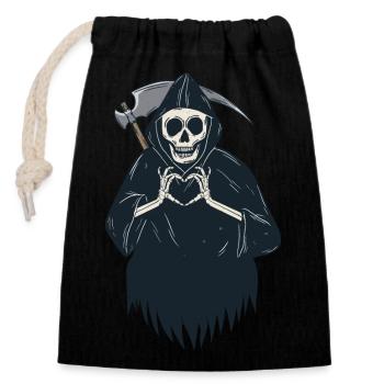 The Reaper loves you - Verschließbarer Geschenkbeutel aus Baumwolle (14x20cm) - Schwarz - Vorne
