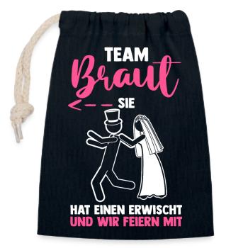 Braut Hochzeit Heiraten Junggesellenabschied - Verschließbarer Geschenkbeutel aus Baumwolle (14x20cm) - Navy - Vorne