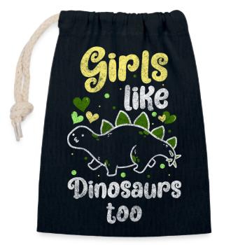 Dinosaure Tyrannosaurus velociraptor Enfance - Sac cadeau en coton avec cordon (14 x 20 cm) - bleu marine - Devant