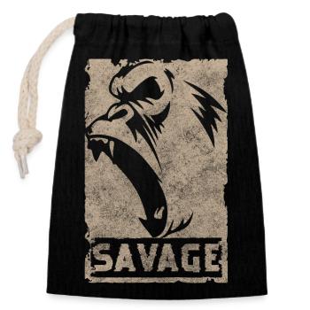 Gorilla Animal Jungle Primate - Closable cotton gift bag (14x20cm) - black - Front