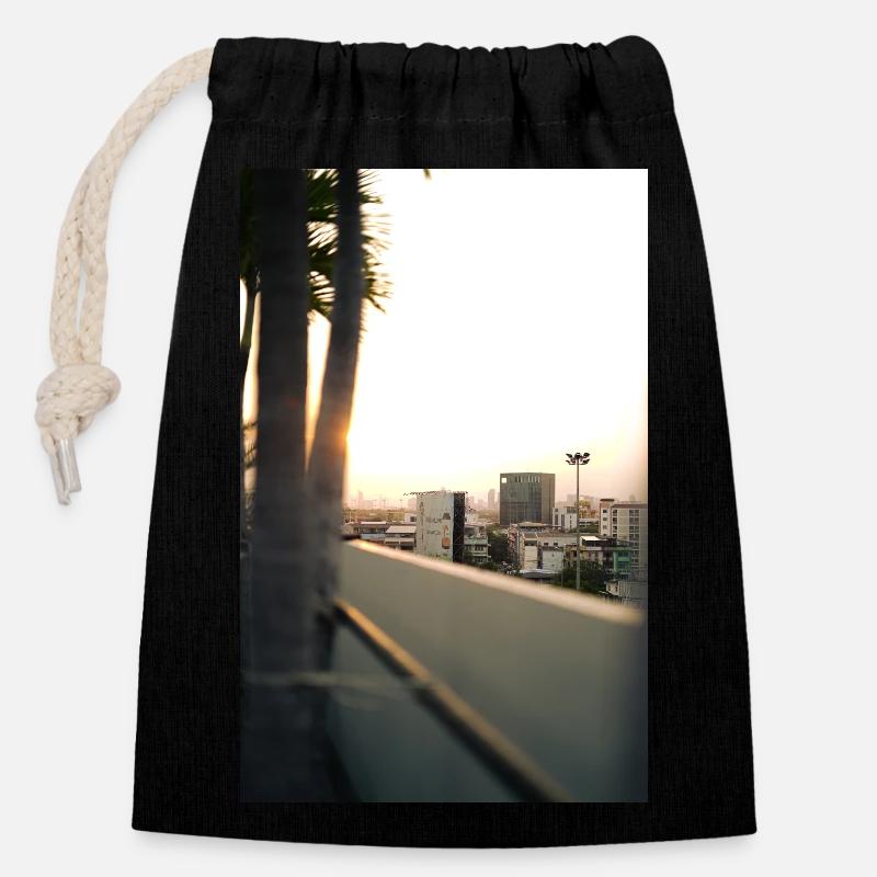 Bangkok - Closable cotton gift bag (14x20cm) - black