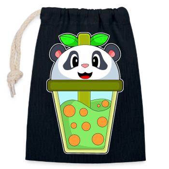 Panda Bubble Tea - Closable cotton gift bag (14x20cm) - navy - Front