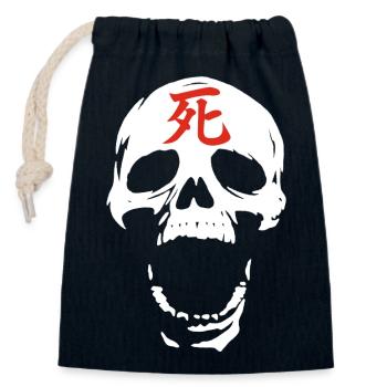 Le crâne blanc et la mort rouge - Sac cadeau en coton avec cordon (14 x 20 cm) - bleu marine - Devant