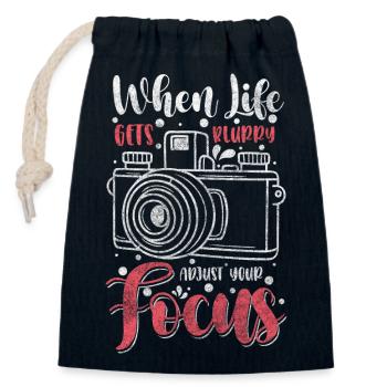 Photographer Motif - Closable cotton gift bag (14x20cm) - navy - Front